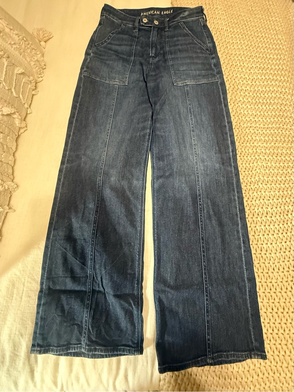 American Eagle Outfitters Dark Blue Wide Leg Jeans